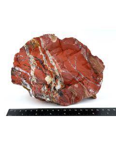 Jasper with quartz veins; red; South Africa; 2.23 kg; large Cab; single piece (26)