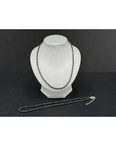 Necklace with 3 mm hematite spheres, facetted, with real silver clasp, 45 cm long, 1 piece