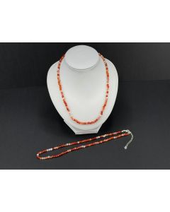 Necklace made of 4 mm faceted Carnelian beads, with sterling silver clasp, 45 cm long, 1 piece