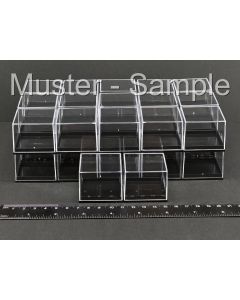 Miniature Box; black, 1,65 x 1,65 x 1,3 inch (42 x 42 x 33 mm); 32 pieces