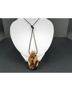 Matrix Opal; Koroit Nut Boulder Opal; 85 ct, 50 × 25 × 8 mm; as pendant with leather cord; unique piece (4)
