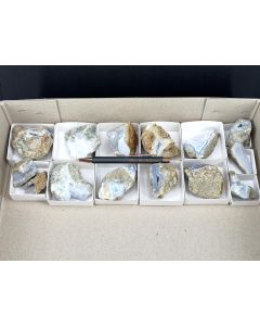"Blue Lace " Agate xls, druzy; on matrix, Mt. Malosa, Zomba, Malawi; 1 lot with 13 pieces, unique (393)