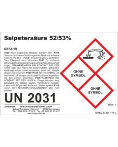 Salpetersäure 1 l - Verkauf nur gegen Nachweis an Wiederverkäufer, berufsmäßige Verwender oder öffentliche Forschungs-, Untersuchungs- oder Lehranstalten!