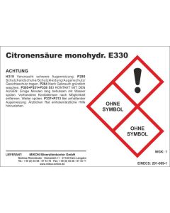 Citric acid, E 330; 25 kg