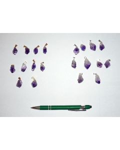 Amethyst crystal with eyelet, silver, 1 piece