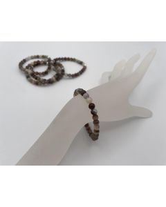Armband, Botswana-Achat, 6 mm Kugeln, mit Echtsilberkugel; 1 Stück