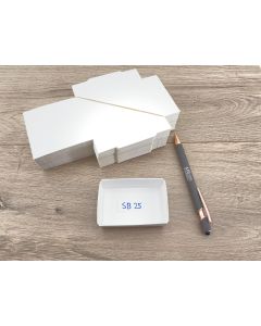 Specimen FoldUp Boxes SB 25; 3 x 2 x 1 inch (75 x 50 x 25 mm); 1,000 pcs, fit 25 per flat. This is 10 bundles