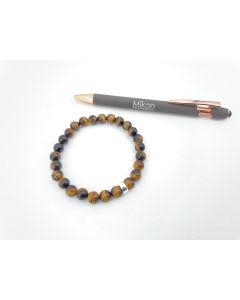Armband für Herren mit Echtsilberkugel, Tigerauge, 8 mm Kugeln; 1 Stück
