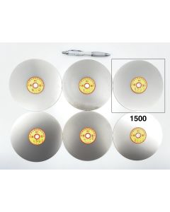 Diamond lap; 15 cm (6") diameter, 1500 grit , approx. 1.2 mm (1/20”) thickness, 12.7 mm (1/2”) arbor size; 1 piece