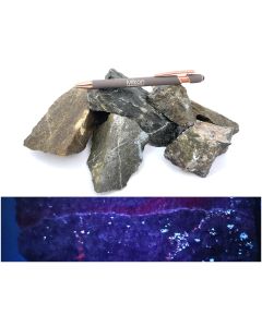 Margarosanite etc.; UV/FL active! Jacobsberg, Sweden; 1 kg