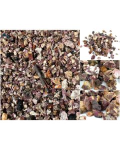 Tourmaline, rubellite in matrix (partly UV-active!); small, Madagascar; 10 kg