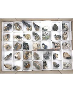 Aegirine, Xenotine, Zircon etc. xx; on matrix, partly UV-active; Mt. Malosa, Zomba, Malawi; 1 unique flat (363)