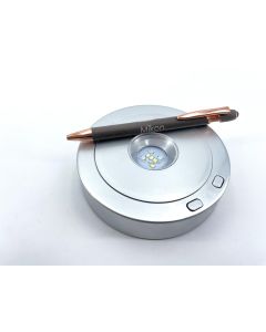 LED Drehuntersetzer; rund, silber, mit 7 LED´s; 10 Stück