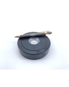 LED Drehuntersetzer; rund, schwarz, mit 7 LED´s; 10 Stück