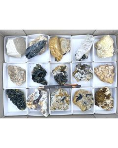 Aegirine xls, Feldspar xls, Pseudomorph xls, Smoky Quartz xls; on matrix, Mt. Malosa, Zomba, Malawi; 1 unique flat (397)