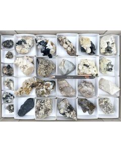Feldspar xls, Aegirine xls, Zircon (UV) xls; partly UV-active; Mt. Malosa, Zomba, Malawi; 1 unique flat (472)