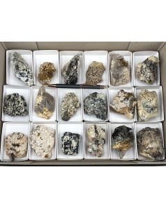 Aegirine, Smoky Quartz, Feldspar, Zircon xls; partly UV-active; Mt. Malosa, Zomba, Malawi; 1 flat; unique