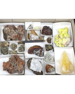 Mina Ojuela-Mix, Sulfur, Pyrite, Calcite; Mapimi, Mexico; 1 flat; unique 