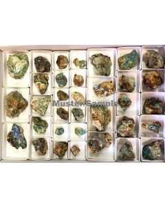 Linarite, Caledonite xls (UV-active!); Kirki, Greece; 1 flat