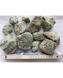Apatite, rough material, green - brown, Tanzania, 1 kg