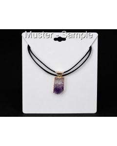 Kette mit Amethyst Scheibe; in goldfarbener Metallfassung; 1 St&uuml;ck