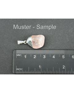 Rosenquarz Trommelstein Anhänger; Echtsilber-Fassung; 1 Stück