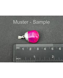 Achat Trommelstein Anhänger; pink gefärbt; Echtsilber-Fassung; 1 Stück