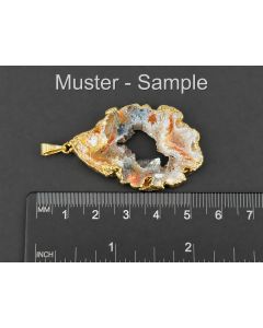 Achat-Drusenscheiben Anhänger; goldfarbener Metallfassung; 1 Stück