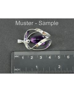 Amethyst Trommelstein Anh&auml;nger mit Spirale; silberfarben; 1 St&uuml;ck