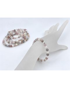 Bracelet, moonstone + silver, 6 mm spheres, 1 piece