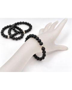 Armband für Herren mit Echtsilberkugel, Lava, rau, 8 mm Kugeln; 1 Stück