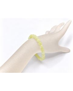 Bracelet, jade, very light green to lime green, 6 mm balls; 1 piece