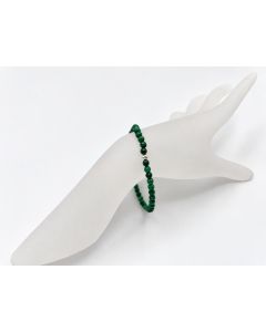 Bracelet, malachite (faceted) and real silver sphere, 4 mm spheres; 1 piece