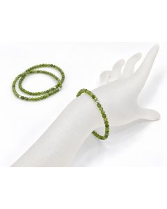Bracelet, jade dark green (faceted) and real silver sphere, 4 mm spheres; 1 piece