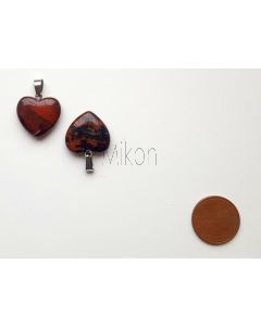 Edelstein Anhänger; Herz, Mahagoni-Obsidian, ca. 2 cm; 1 Stück