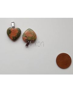 Edelstein Anhänger; Herz, Unakit, ca. 2 cm; 1 Stück
