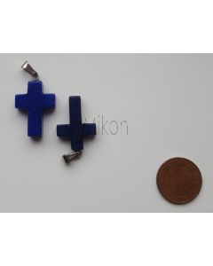 Edelstein Anhänger; Kreuz, Lapis-Lazuli, ca. 2,5 cm; 1 Stück