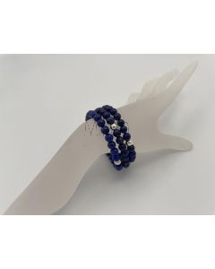 Armband, Lapis Lazuli, mit Echtsilberkugel, 6 mm Kugeln, 1 Stück
