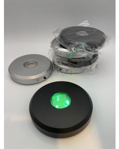 LED Untersetzer; rund, schwarz, mit 15 LED´s; 10 Stück
