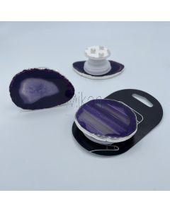 Handyhalterung mit Achatscheibe; aufklappbar, violett; 1 Stück