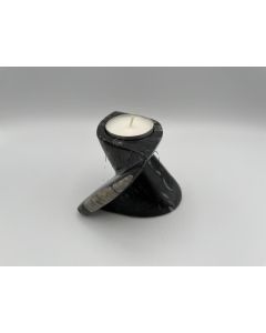 Orthoceras Teelichthalter, verdreht - Kerzenständer, schwarz/weiß, 1 Stück