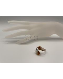 Ring mit Citrine Kristallen; silber, größenverstellbar; 1 Stück