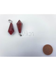 Edelstein Pendelanhänger; längliches Pendel, roter Jaspis, ca. 3 cm; 1 Stück