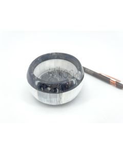 Selenit/Orthoceras Teelicht; schwarz, weiß, groß, ca. 10 cm; 1 Stück