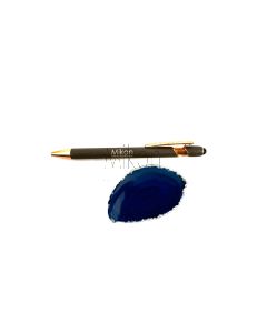 Achatscheibe, blau mit Metallfassung in silber