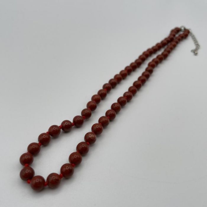 Necklace with 6 mm jaspis spheres, 45 cm long, 1 piece - Mikon-Online Shop