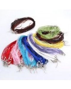 7 mm braun Organzaband (Seide) Kette mit Karabinerverschluß 50 Stück