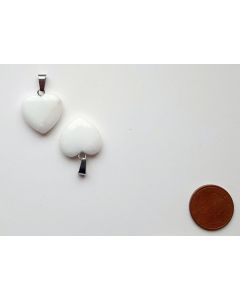 Edelstein-Anhänger (Kettenanhänger) Herz 20mm, Quarz weiß, 1 Stück