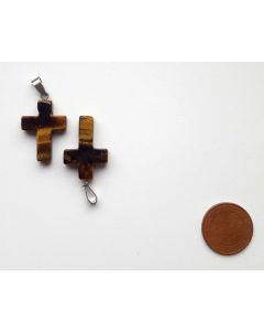 Anhänger, 2,5 cm (Kreuz mit Öse), 1 Stück, Tigerauge