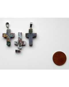 Anhänger, 2,5 cm (Kreuz mit Öse), 1 Stück, Achat naturell